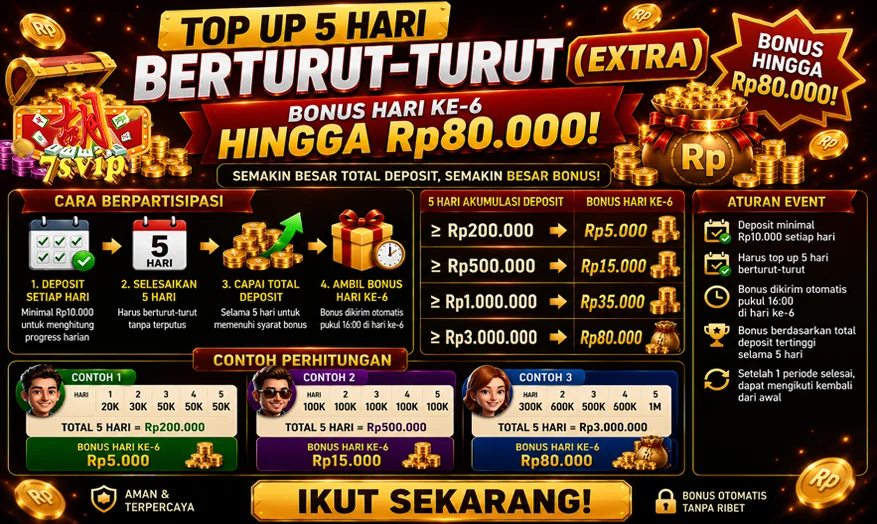 TOP UP 5 HARI BERTURUT-TURUT (EXTRA)